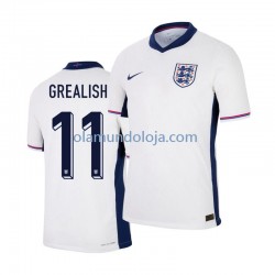 Camisola Inglaterra Jack Grealish 11 Homem Equipamento Primeiro Euro 2024 Manga Curta